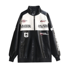 Chaqueta acolchada con letras de motociclista de High Street