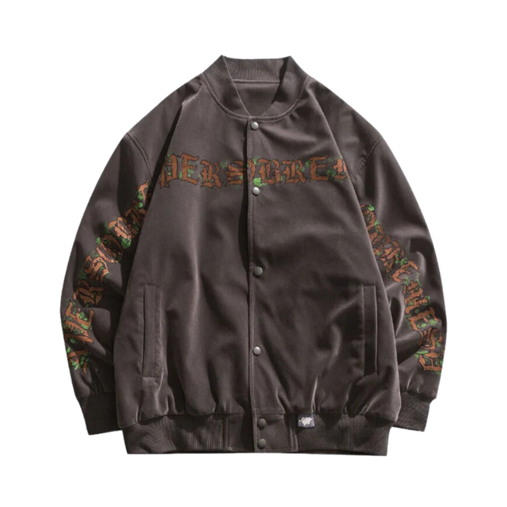 Chaqueta de béisbol con estampado de letras vintage