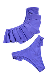 Ruffle Bikini Solid Swimwear