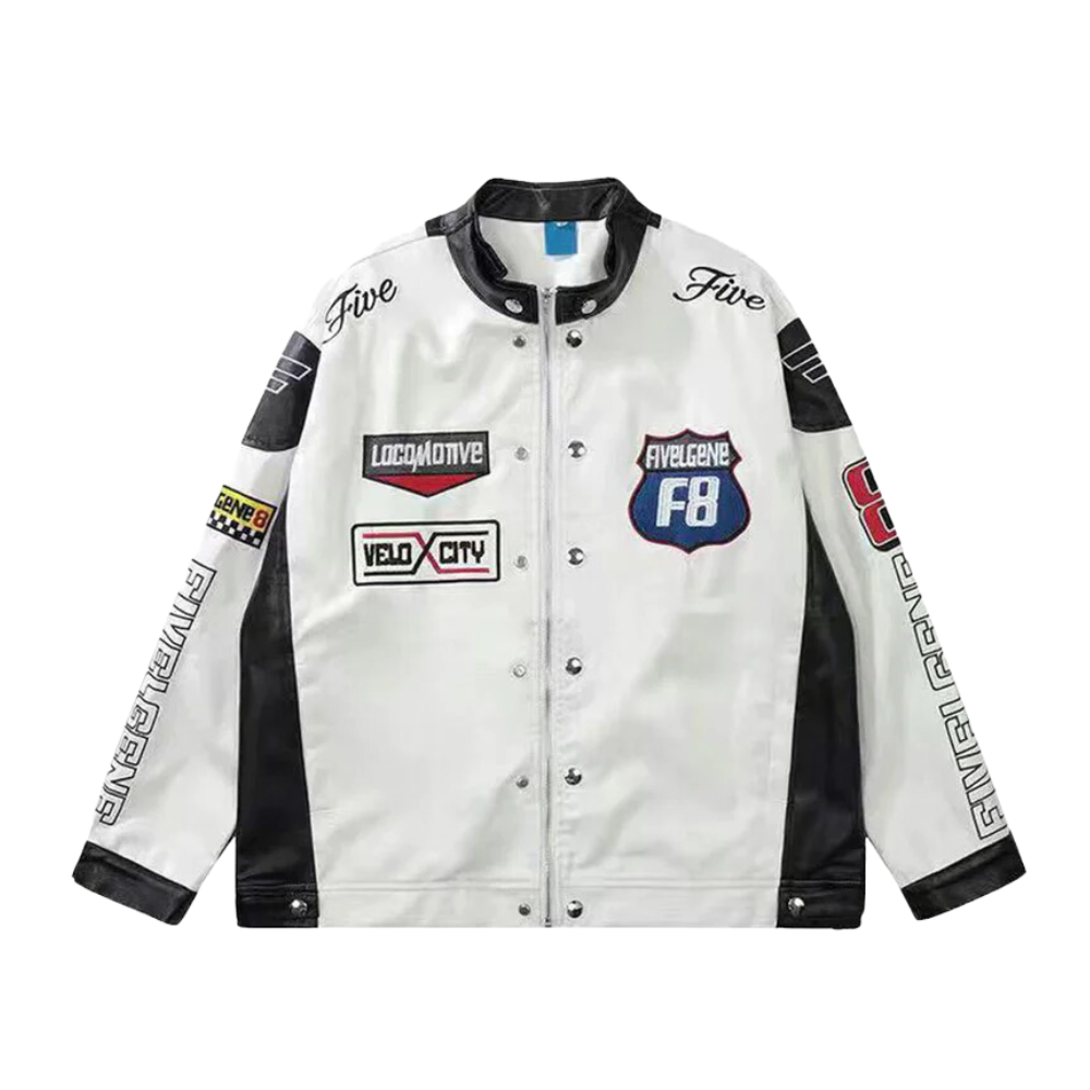 Retro High Street Motorcycle Stand Collar Jacket