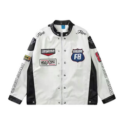 Chaqueta retro de cuello alto para motociclista de calle