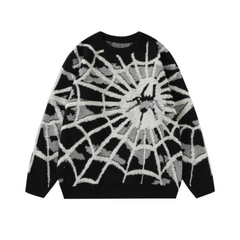 Süßer Strickpullover mit Spinnennetz