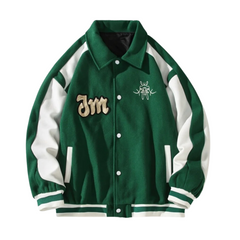 Chaqueta con hombros caídos y bordado en contraste