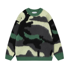 High Street Pullover mit Camouflage-Muster in Kontrastfarbe