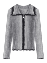 Suéter tipo cárdigan de punto con doble cremallera y color degradado