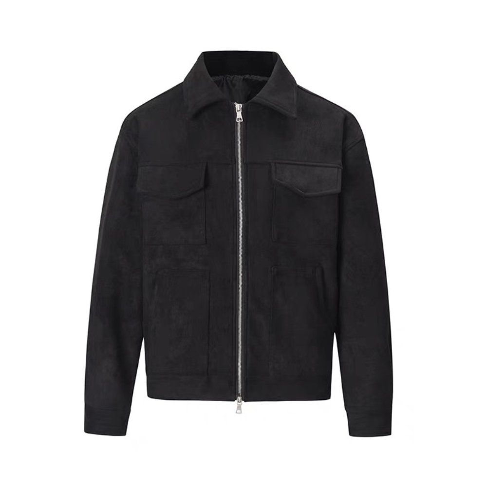 Chaqueta de terciopelo con cremallera engrosada de piel de ciervo