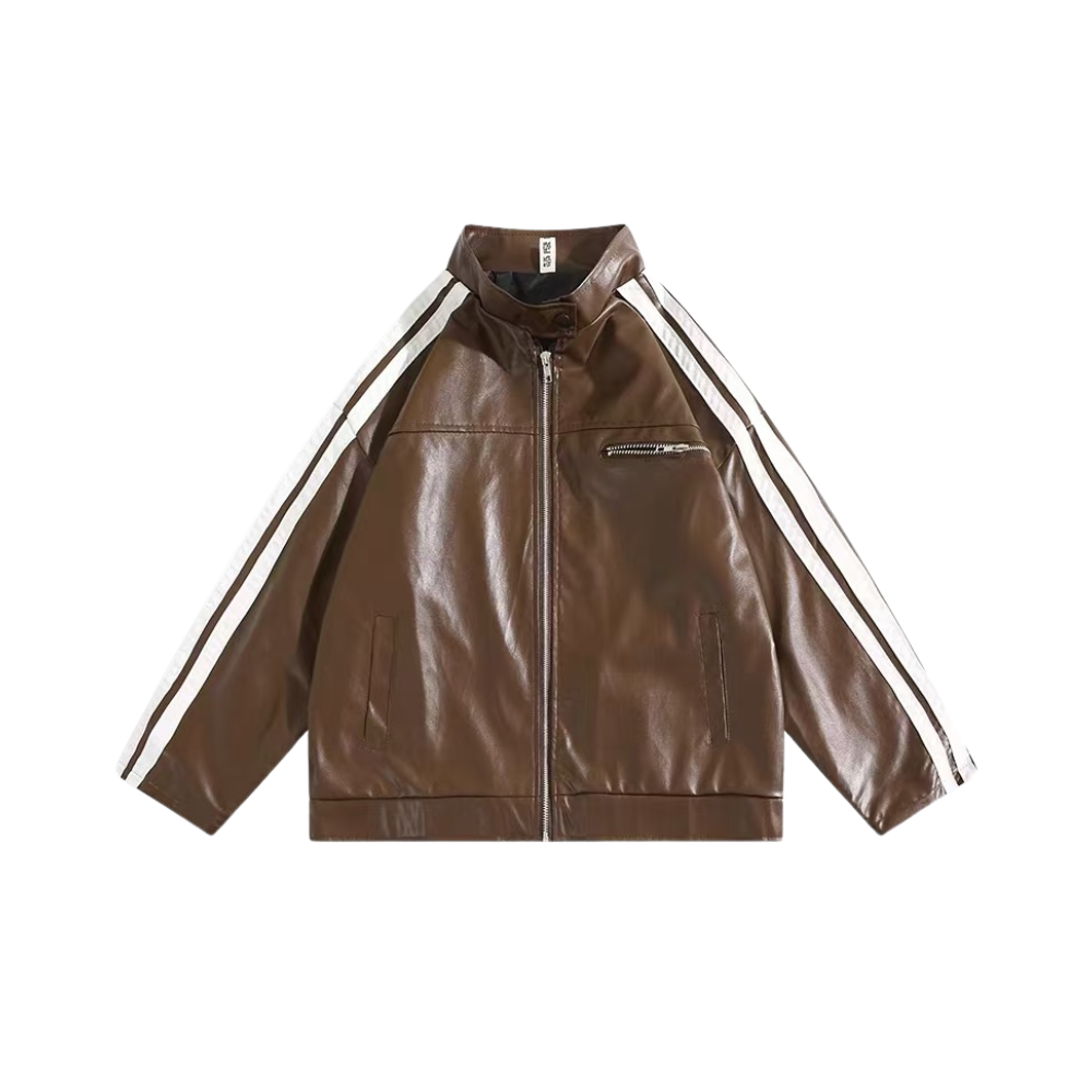 Chaqueta de cuero a rayas