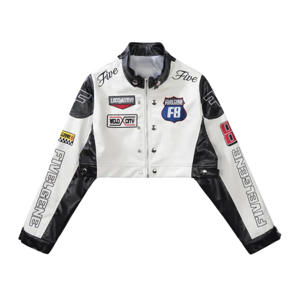 Badge Leather Racing Jacket