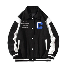 Casual Contrast Color Letter C Jacket