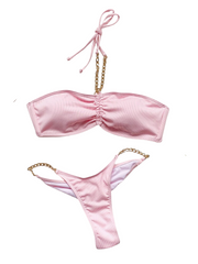 Conjunto de bikini de dos piezas con cadena