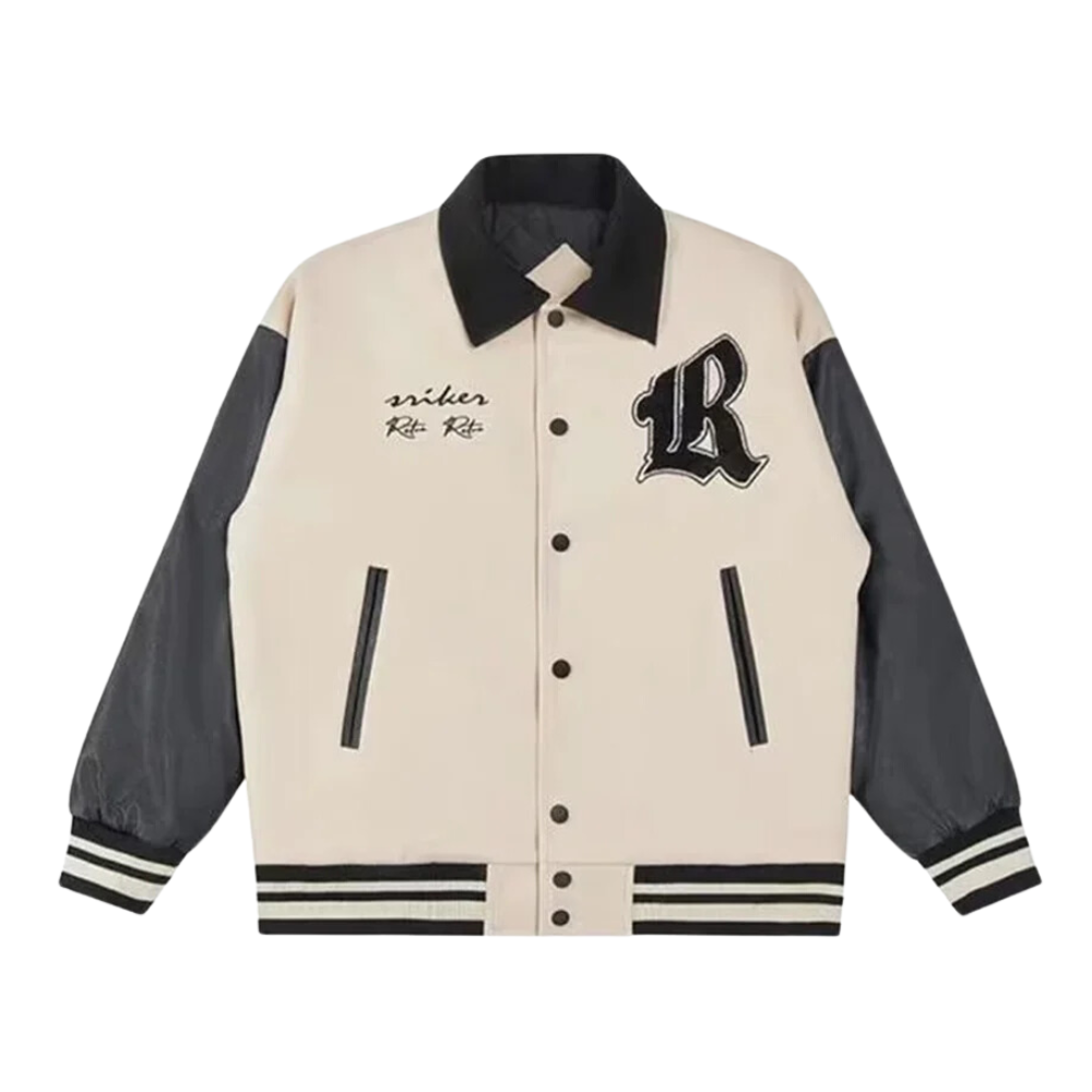 Chaqueta japonesa con bordados y empalmes sueltos