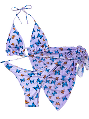 Bikini con estampado de mariposas en color