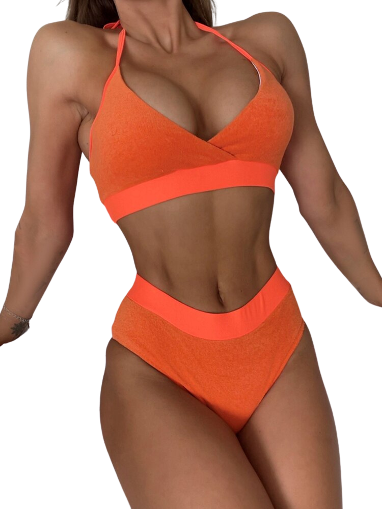 Bikini-Set mit überkreuzter Taille und hohem Bund