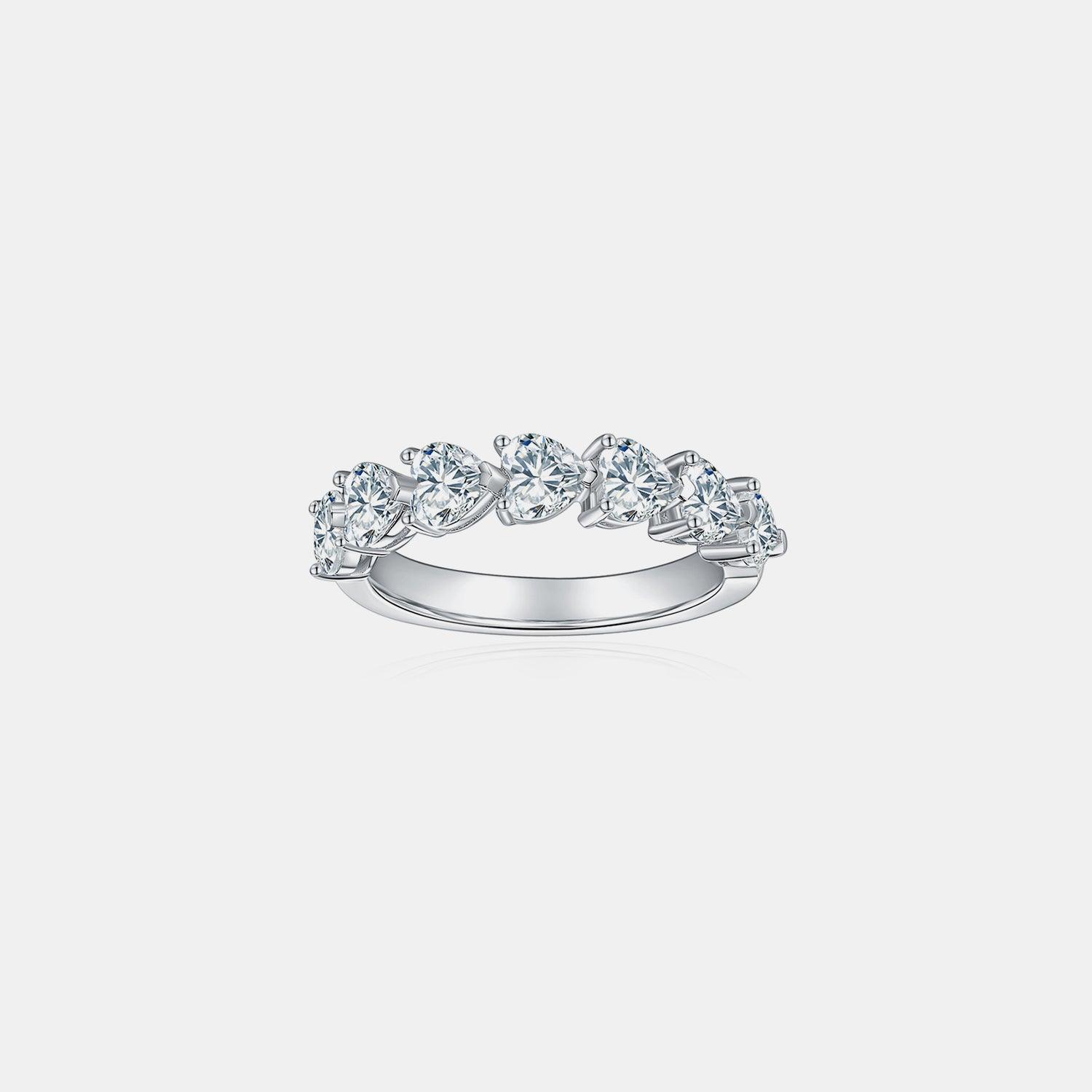 Anillo de corazón de moissanita de plata de ley 925 de 2,1 quilates