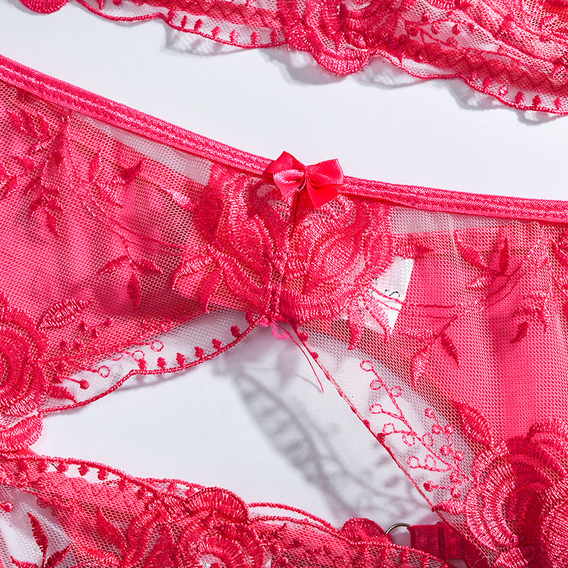 Delicate Embroidered Roses Underwear