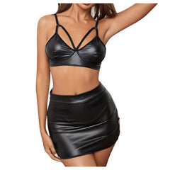 Criss-Cross Two-Piece Leather Set