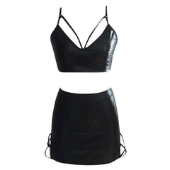 Criss-Cross Two-Piece Leather Set