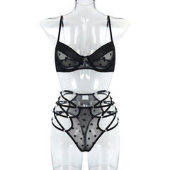 Dotted Criss-Cross Two-Piece Lingerie Set