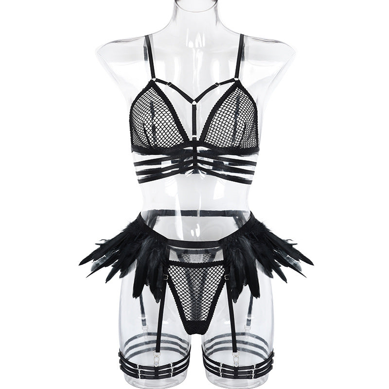 Feather Baby Doll Waist Three-Piece Set