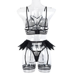 Feather Baby Doll Waist Three-Piece Set