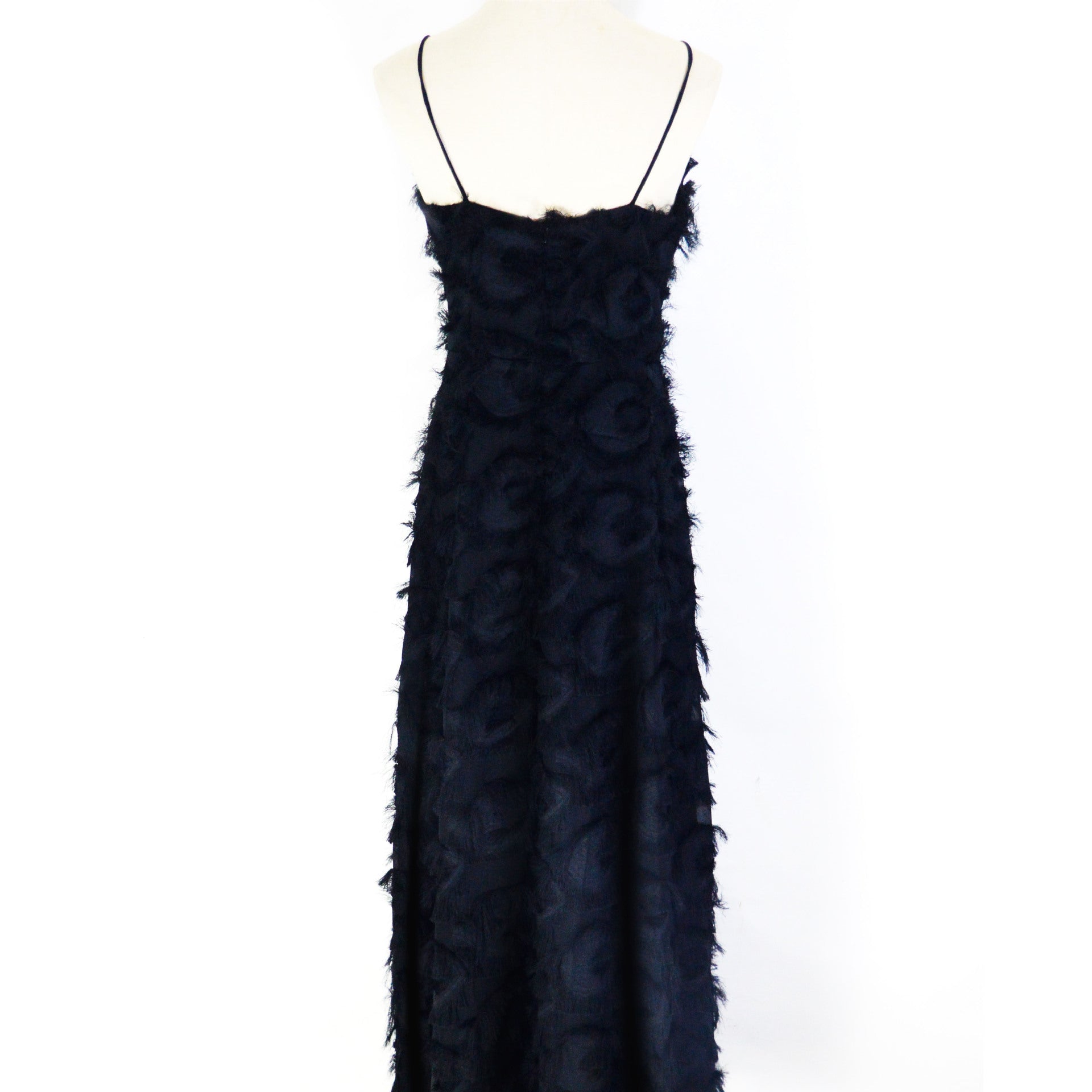 Open Back Feather Lace Party Maxi Dress