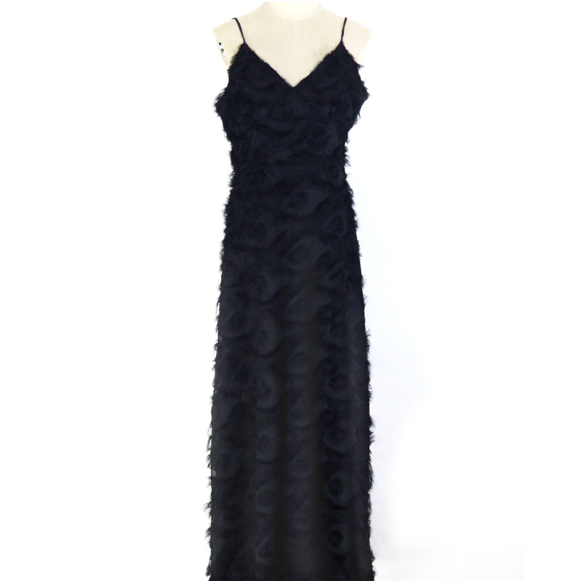 Open Back Feather Lace Party Maxi Dress
