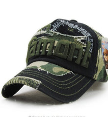 Camouflage Daxie Distressed Embroidered Cotton Baseball Cap