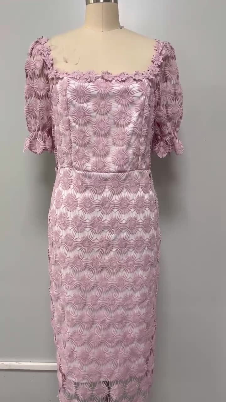Lace Temperament Commuter Skirt Tricolor Mid-Waist Solid Color Wrap Paragraph Mid-Length Dress