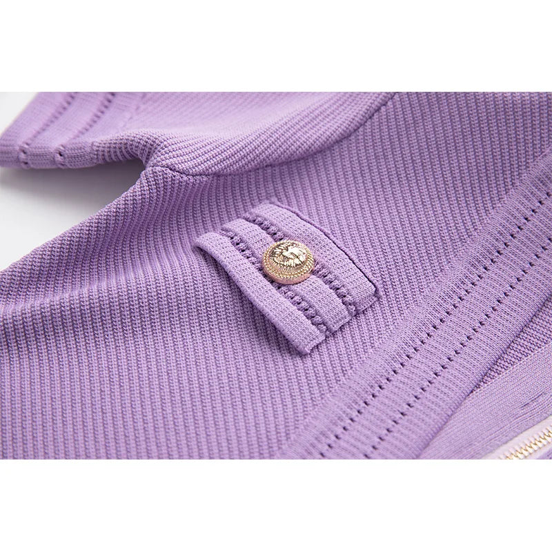European and American style taro purple short sleeved dress with hollowed out skirt