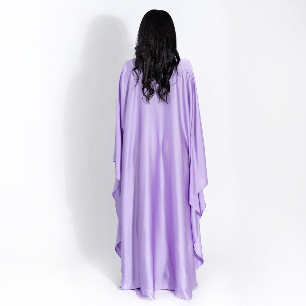 Dress, round neck, satin bat sleeve, loose fitting dress, sexy and long dress spring/summer