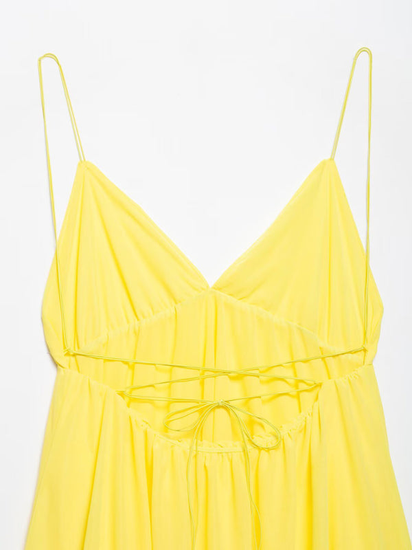 Sleeveless V-neck halter back short holiday dress