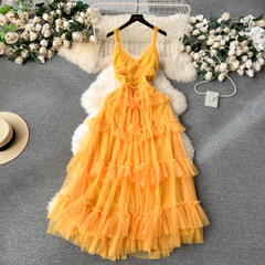 A-line V Neck Tulle Prom Dress