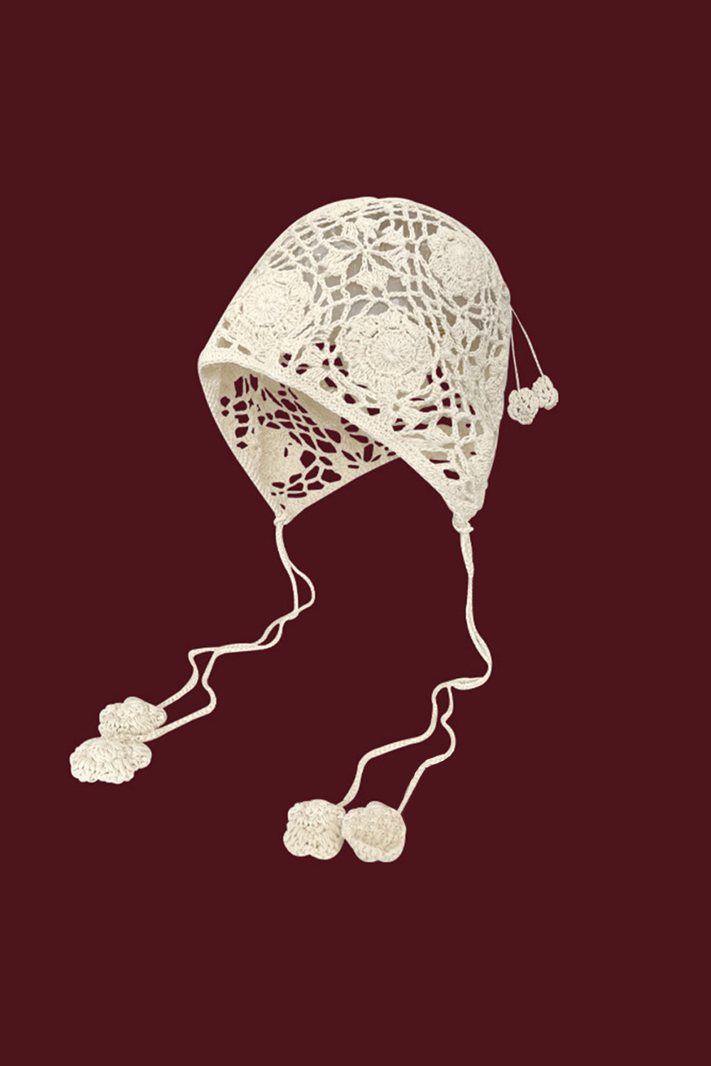 Boho Style Hand - Woven Floral Hollow Out Knit Beanie