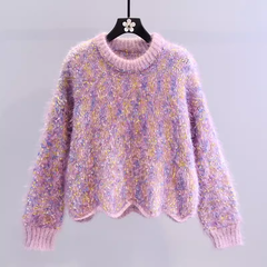 Lazy style loose furry knit
