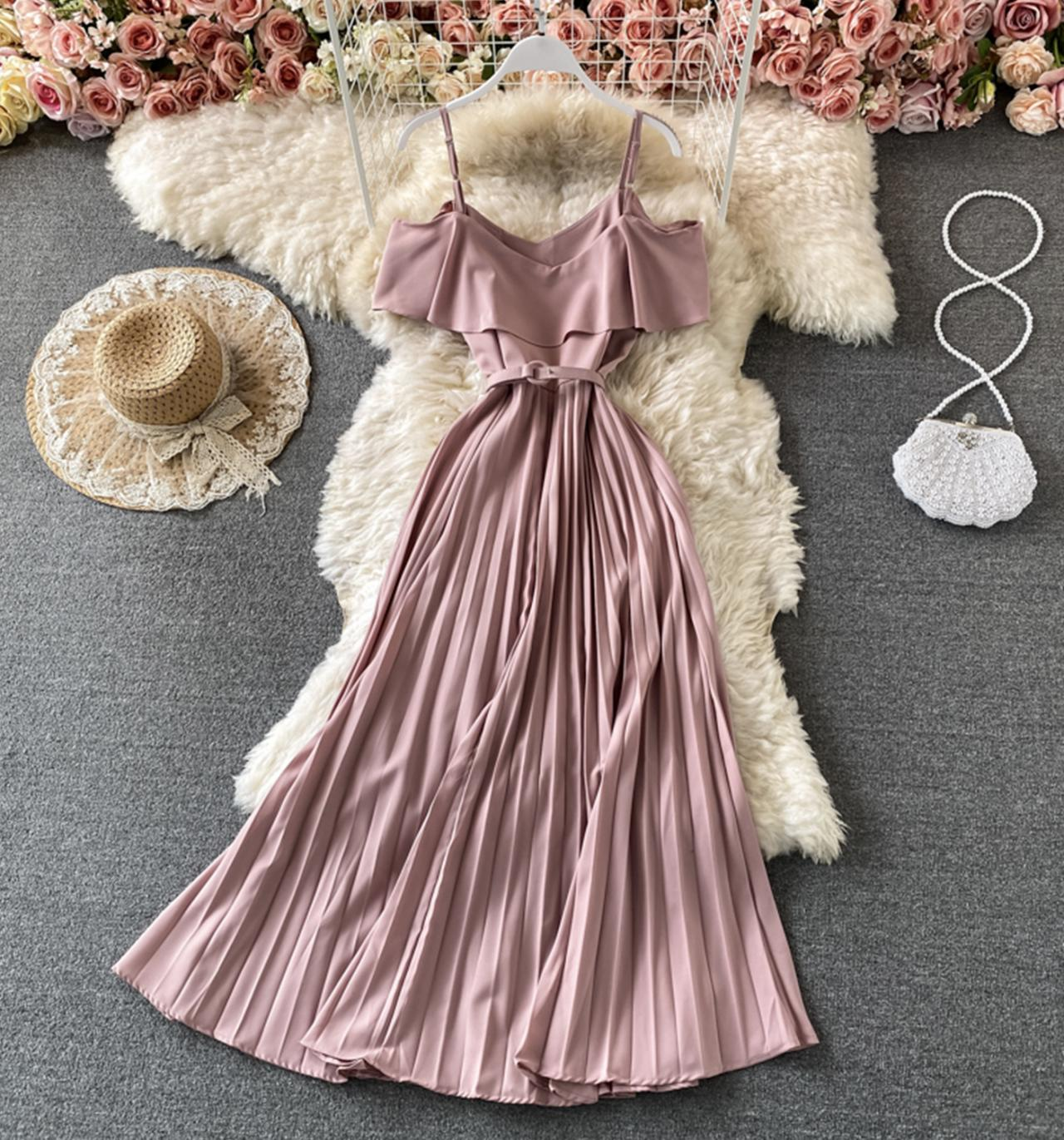 Cute A line dress off shoulder dress maxi dress