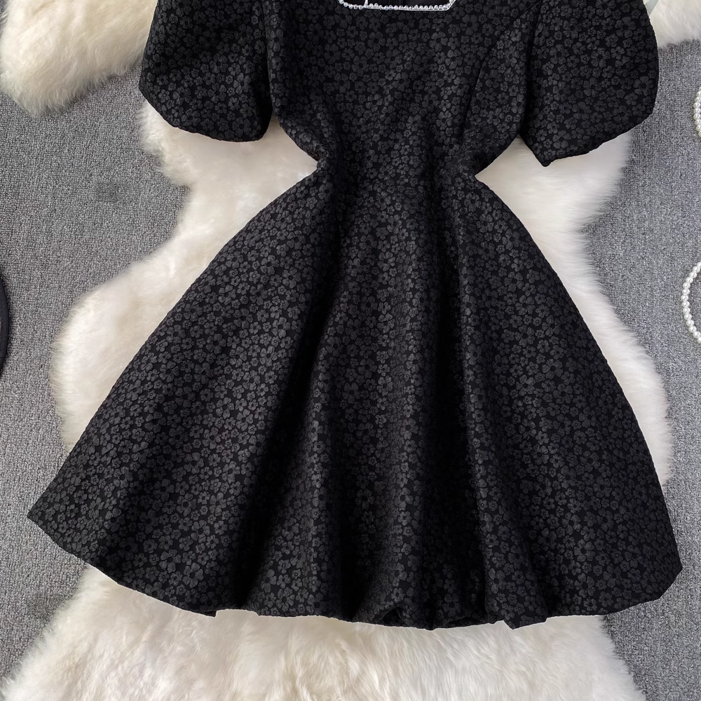 Bubble Short Sleeve Square Neck Short A-Line Puff Dress