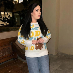 Vintage Letters Bear Knited Sweater