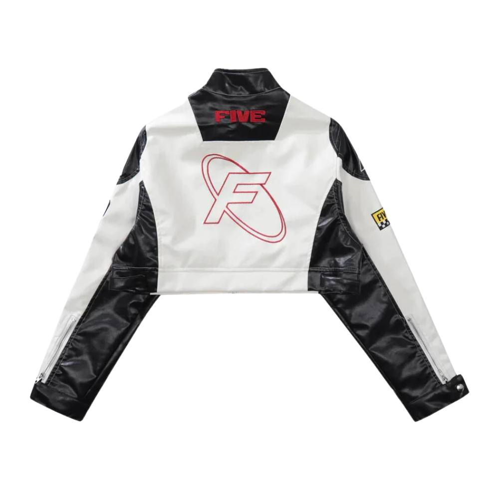 Badge Leather Racing Jacket