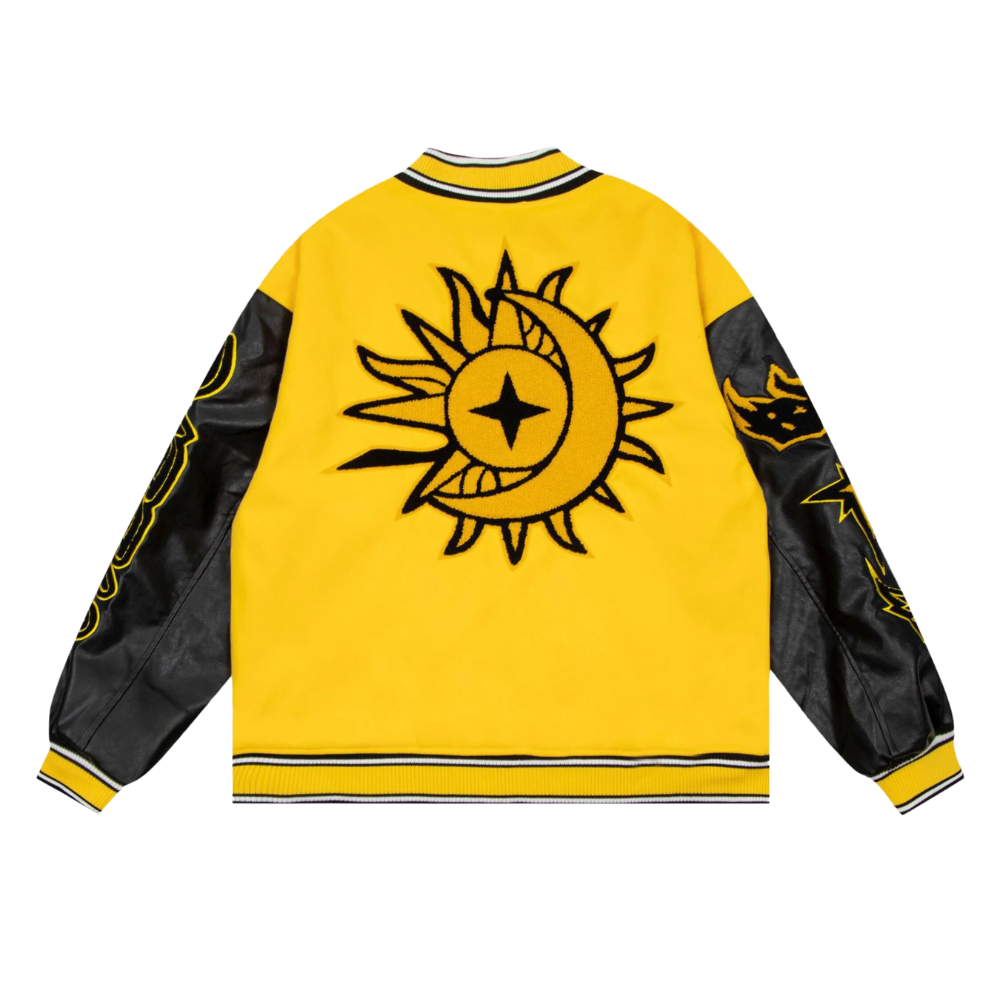 Chaqueta de béisbol con llamas creativas