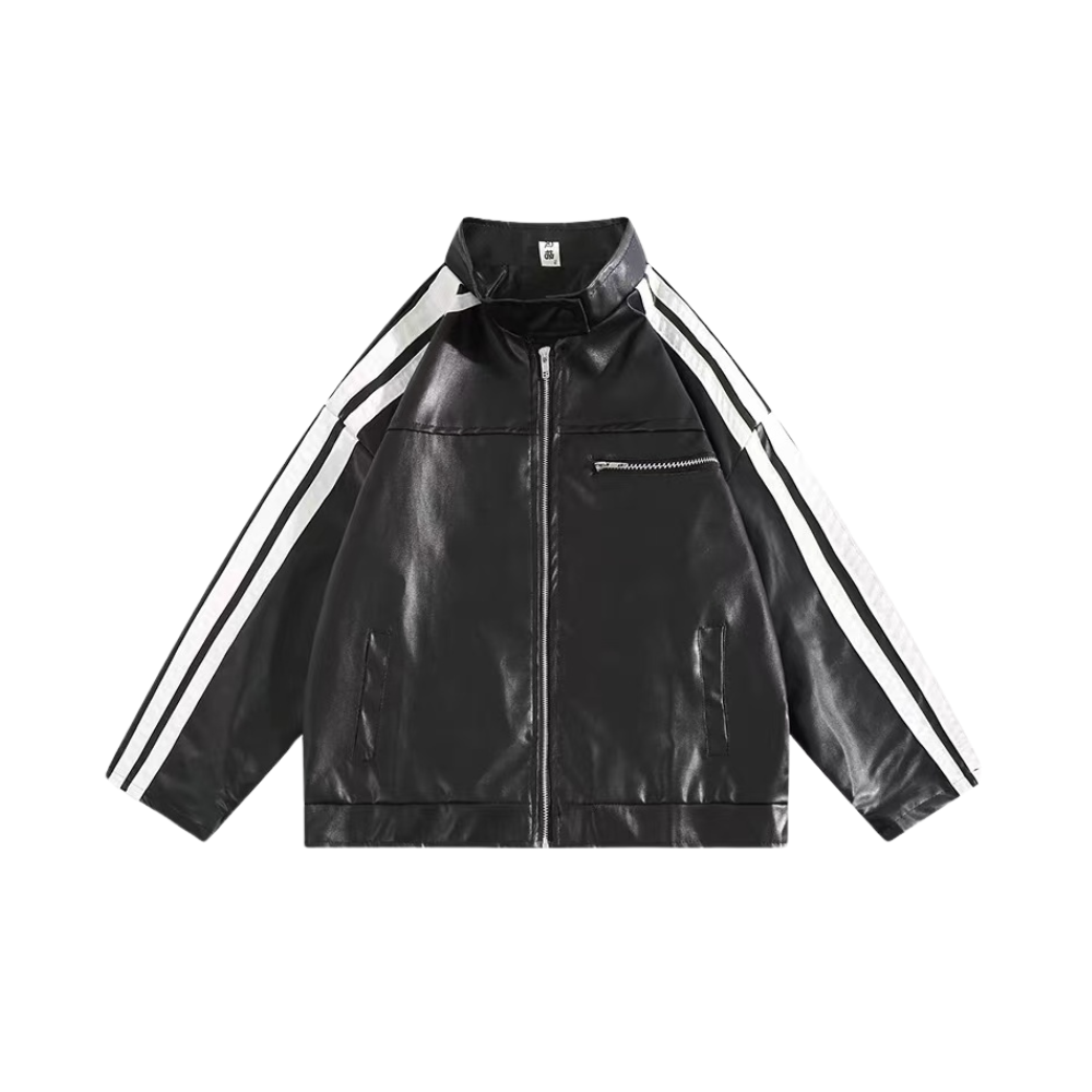 Chaqueta de cuero a rayas