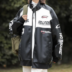 Chaqueta acolchada con letras de motociclista de High Street