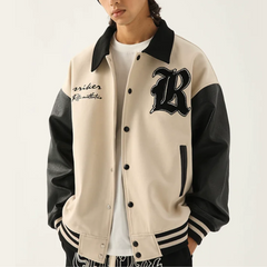 Chaqueta japonesa con bordados y empalmes sueltos