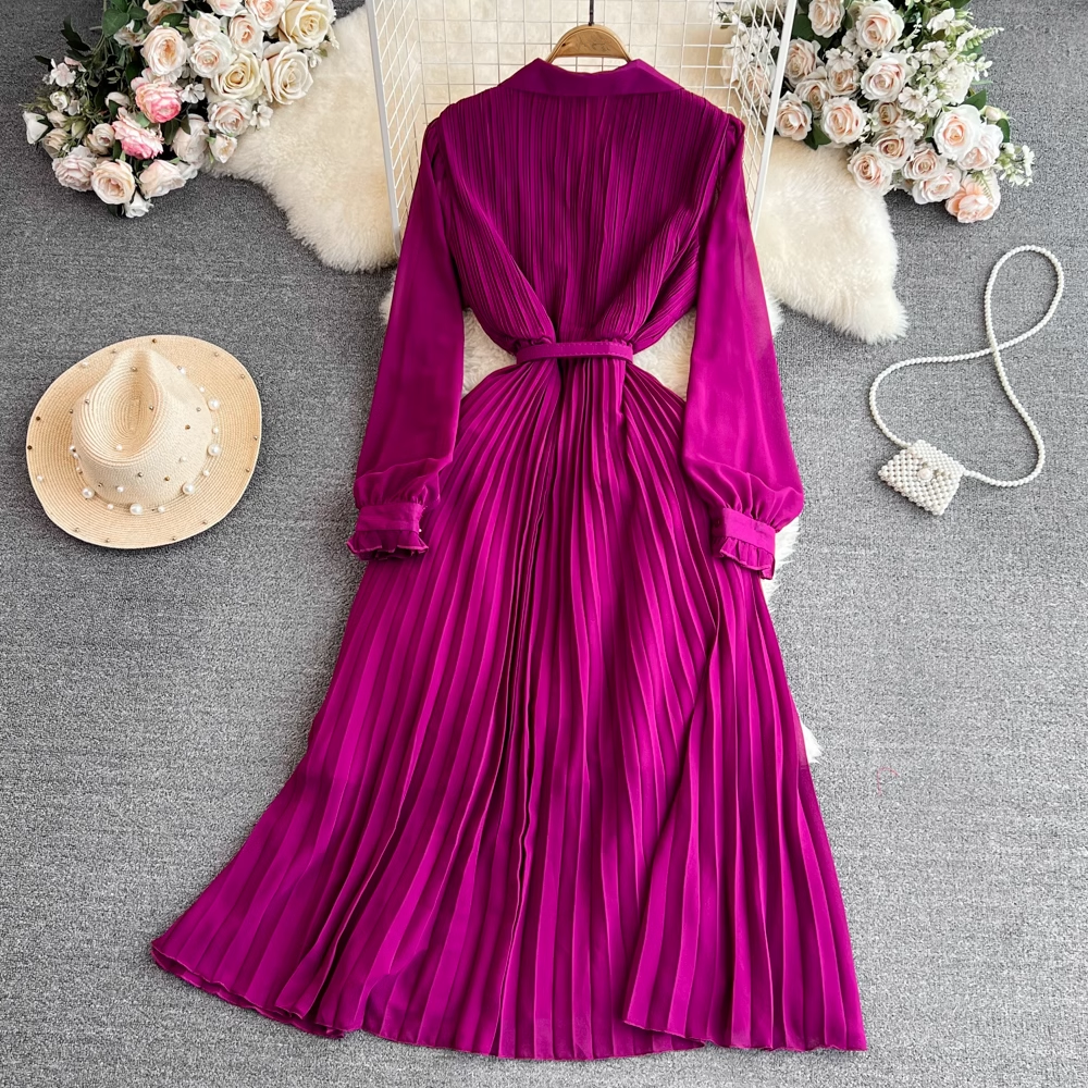 Chic A-line Pleated Maxi Dress