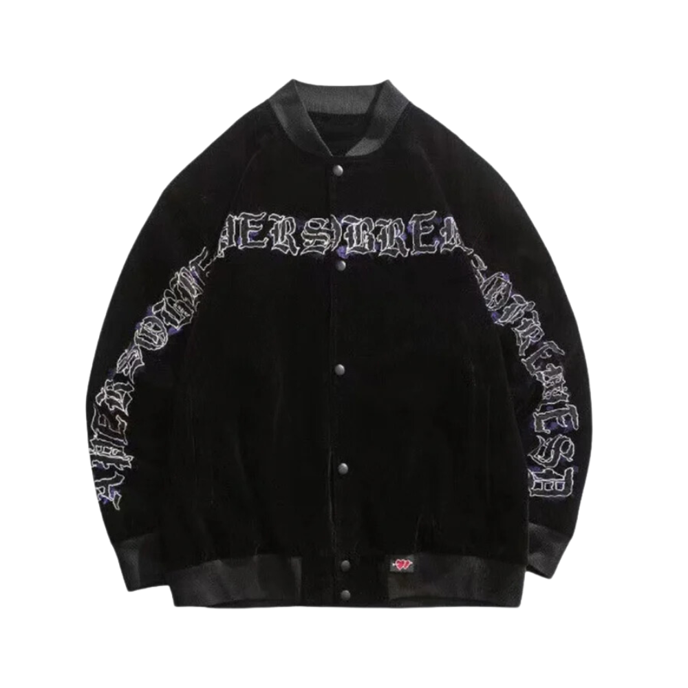 Chaqueta de béisbol con estampado de letras vintage