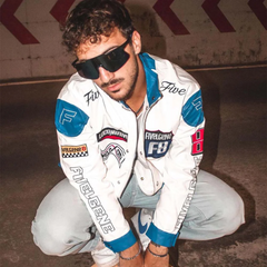 Chaqueta retro de cuello alto para motociclista de calle