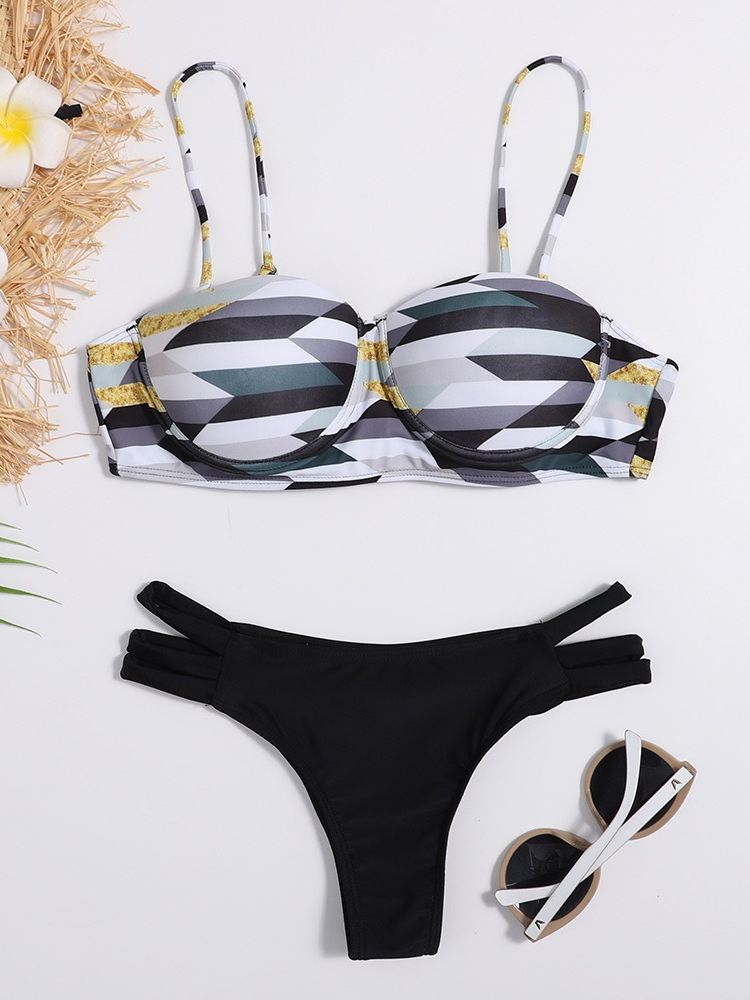 Conjunto de bikini push up con bandeau colorido