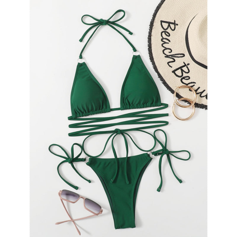 Conjunto de bikini cruzado para mujer