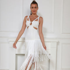 Suspenders, Fringe, Party Club, Street Socialite Elegant Bandage Dress