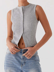 Lovelet Tanktop mit Knopfleiste und Rundhalsausschnitt