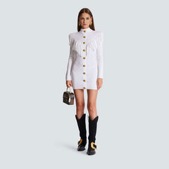 Spring and Autumn High Quality Knitted V-neck Tassel Slimming Long Sleeve Dress